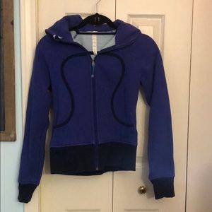 Lulu lemon zip up jacket with hood purple andblack